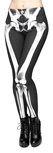Alive Women's Digital Print High Waist Stretchy Ankle Sexy Leggings Tights, Skeleton, One Size #TOP2