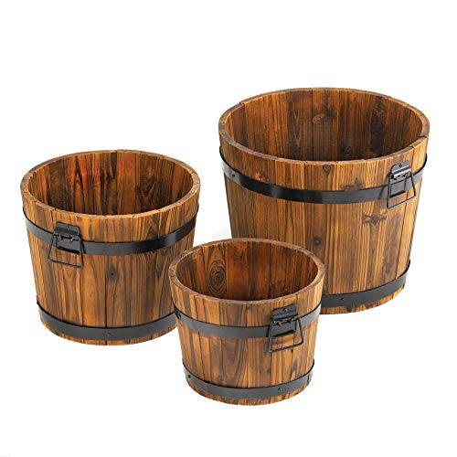 Accent Plus Rustic Barrel Planter Set (Trio)