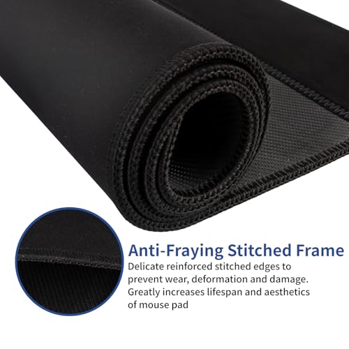 Image of 15W Large Gaming Mouse Pad with Superior Micro-Weave Cloth, Extended Desk Mousepad with Stitched Edges, Non-Slip Base, Water Resist Keyboard Pad for Gamer, Office & Home, 30 x 12 in, Black