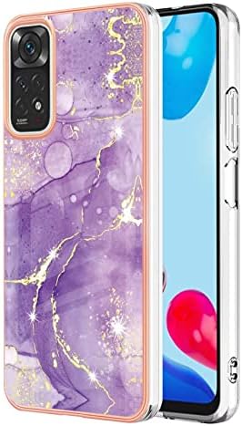 Dfjhure For Xiaomi Redmi Note 11S/Redmi Note 11 4G Case Glitter Phone Case Marble Design Case Thin Slim Soft TPU Silicone Shockproof Bumper Protective Rubber Phone Cover Case - Rose gold