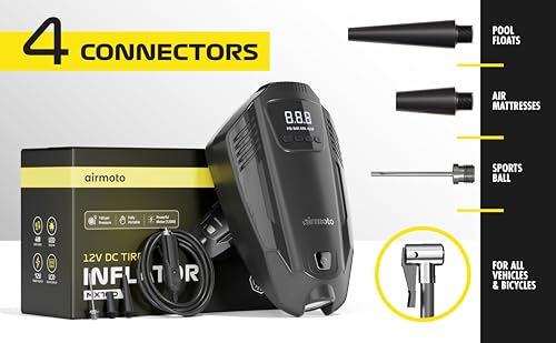 Foto de Airmoto Compresor de aire portátil MX100 - Bomba de aire de 150 PSI para neumáticos de automóvil - Compresor de aire de 12 V CC para automóvil, motocicleta, bicicleta, inflador de neumáticos portátil (imagen 7)