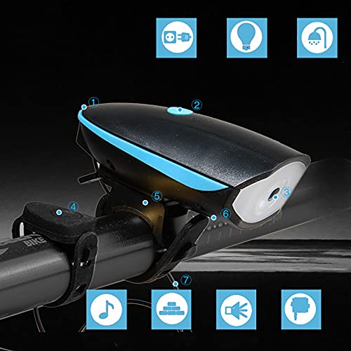 Luz LED Para Bicicleta USB Recarregável Com Buzina, Farol Dianteiro Para Bike Resistente à Água Reca