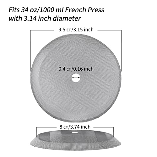 34 Oz French Press Filter Replacement Parts 3 Pieces Stainless-Steel Set Containing Spiral Disk, 8 Cup Mesh French Press Screen And Cross Disk For 1000L French Press #TOP1