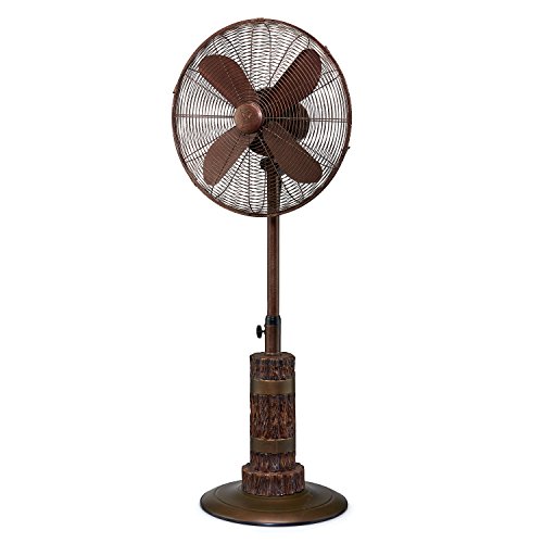 Decobreeze Pedestal Standing Fan, 3-Speed Oscillating Fan With Adjustable Height, Terra, Antique Outdoor Fan, 18 Inches #TOP8