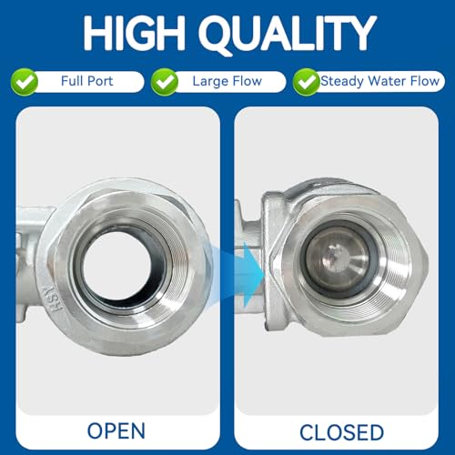 1 Pack Full Port Ball Valve 1-1/2 NPT 304 Stainless Steel 2 - chip ball valve Female Heavy Duty WOG1000 for Water，Oil，Gas with Locking Devic (1-1/2", 1) by Yluvaok - Used condition - Image 3