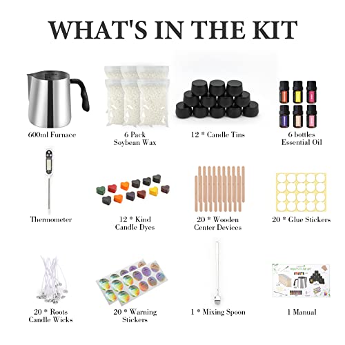 Candle Making Kit - Candle Making Kit For Adults - Full Set Candle Making Supplies - Soy Candle Kit - Diy Starter Scented Soy Candle Making Kit - Perfect Decoration For Family Life #TOP4
