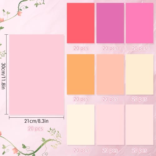 Kayqbonke Rosa Seidenpapier Verpackungsmaterial, Insgesamt 200 Blatt von 10 Verschiedene Rosa Farben, 21 X 30 Cm Tissue Paper für Geschenkpapier DIY Geburtstag Hochzeit Kinderfest