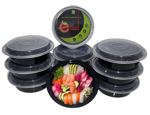 SET 10 PEZZI Contenitori Alimenti Plastica NO BPA Porta Pranzo Coperchi a Chiusura Ermetica Ciotole Piatti Riutilizzabili Microonde Freezer e Lavastoviglie Forma Rotonda Circolare 18,5x5,8cm OZ28