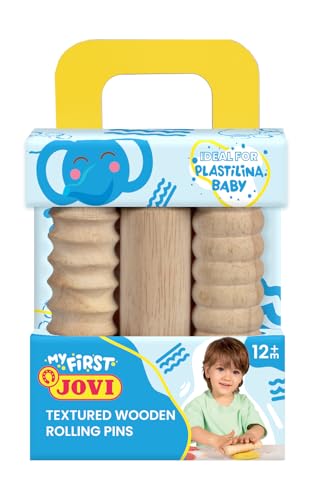 Jovi Plastilina baby - 3 Rodillos de madera, diseños diferentes, herramientas de modelaje para niños a partir de 12 meses (379/3RP)