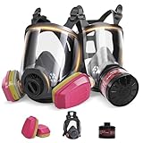 TECENVAA Gas Masks Survival Nuclear and Chemical - Gas Mask with 40mm Activated Carbon Filter & 60926 Filter - Full Face Respirator Mask for Gases Chemicals Vapors Paint Welding Dust