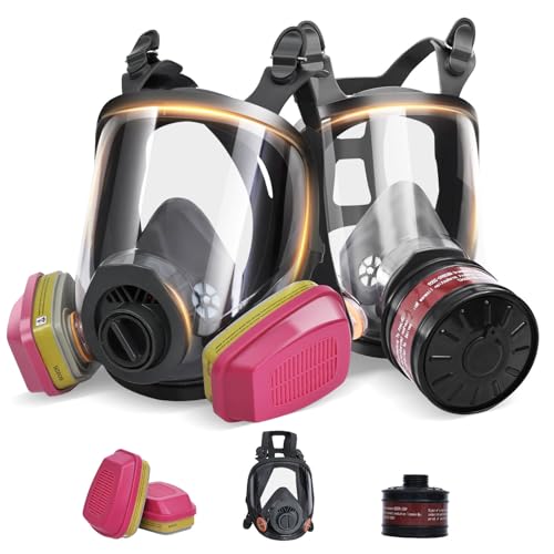 Gas Masks Survival Nuclear and Chemical – Gas Mask with 40mm Activated Carbon Filter & 60926 Filter – Full Face Respirator Mask for Gases Chemicals Vapors Paint Welding Dust