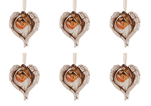 Alternative view of Christmas Season Hanging Ornaments Holy Family with Angel Wings Resin Christmas Ornament, 3 Inch, Pack of 6