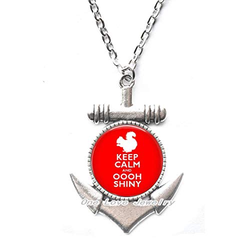 Ni36uo0qitian0ozaap Keep Calm and Oooh Shiny-ADHD Jewelry-Glass Pendant Anchor Necklace-Bridesmaid Jewelry-Unique Jewelry,TAP077