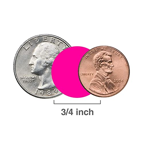 Chromalabel 0.75 Inch Permanent Round Color Code Dot Stickers, 5 Assorted Colors, 1200 Stickers Per Variety Pack, 24 Labels Per Sheet, Fluorescent #TOP1