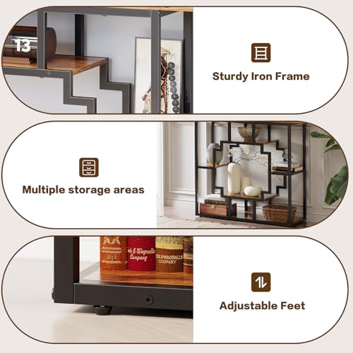 HavenlyYouth 41.3 Inch Entryway Table, Narrow Console Table Behind Couch, Accent Sofa Table with Storage Shelves for Hallway, Entrance, Foyer, Living Room, Rustic Brown by HavenlyYouth - Used condition - Image 4