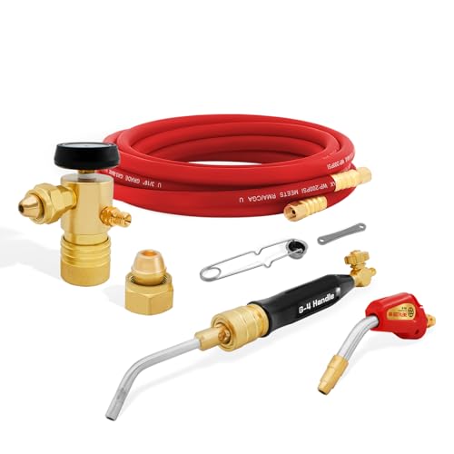 LOOPHILL Air Acetylene Torch Kit with Quick-Disconnect Handles & Replaceable Tips - Professional Self-Lighting Torch PL-8A Self Lighting Tip Includes AR-MC Regulator