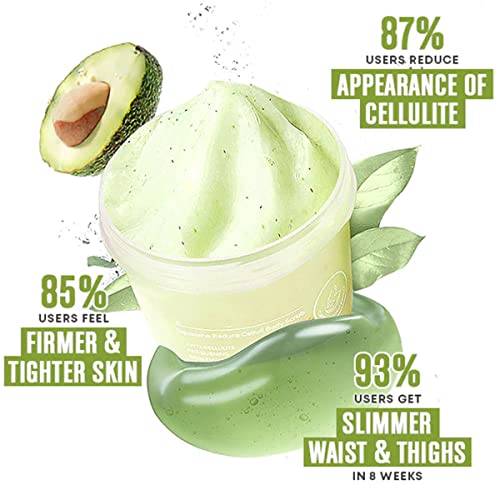 Avofirm Squalane Anti-Cellulite Body Scrub, Avo'cure Squalane Reduce Celluli Body Scrub, Avocado Scrub Sugar Scrub Exfoliating Moisturizing Body Scrub For Foot Leg Hands Bikini Area (250G-2Pcs) #TOP2