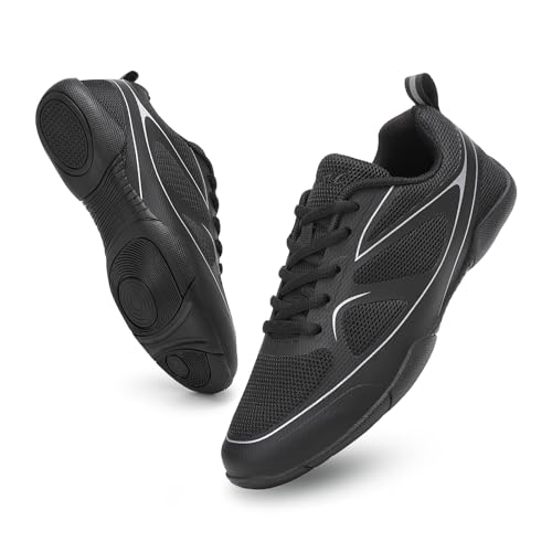 Kvwqoty Zapatillas Cheerleading Shoes Zapatos Cheer niñas Cheerleader Zapatos de Porrista Calzado de Animadora para Mujer Fitness Yoga Sneakers Negro 32