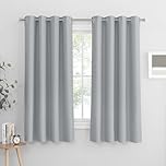 PONY DANCE Silver Grey Thermal Curtains & Drapes for Bedroom/Living Room - Blackout, Energy Saving, Privacy Protection, Light Blocking Curtains with Eyelet, 46 x 60 Inch (Width x Length)