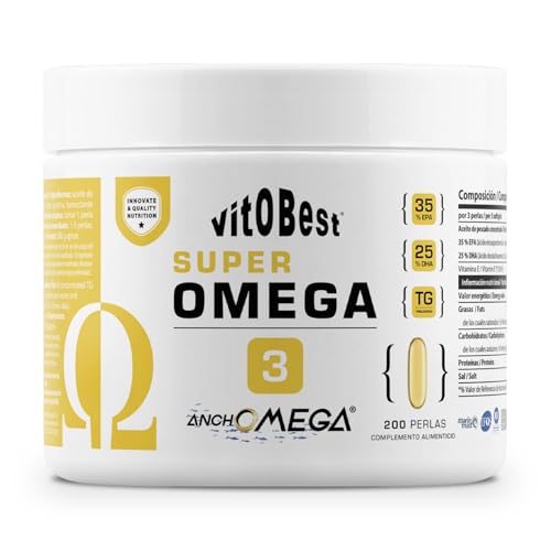 VITOBEST | Ácidos Grasos Super Omega 3 | Diseñado para intervenciones clínicas, favorece el control de la inflamación y la salud cardiovascular | Apto para celíacos | 200 perlas