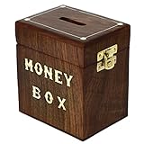 Handcrafted Wooden Money Bank Box Piggy Bank | Children & Adults Gifts Ideas | Money Saving Coin Bank Box | Brass Inlaid Corners | First Birthday Gifts Ideas