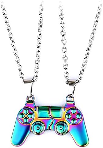 GAUEIOUR Game Controller Necklaces,Magnetic Couple Necklaces, 2-Pack Split Magnetic Colorful Copper Necklaces, Friendship, Love, Family Necklaces, Great Gifts (Colored)