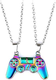 GAUEIOUR Game Controller Necklaces,Magnetic Couple Necklaces, 2-Pack Split Magnetic Colorful Copper Necklaces, Friendship, Love, Family Necklaces, Great Gifts (Colored)