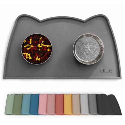 OHMO Silicone Cat Food Mat for Food&Water Bowls, 46x25cm, Dark Grey