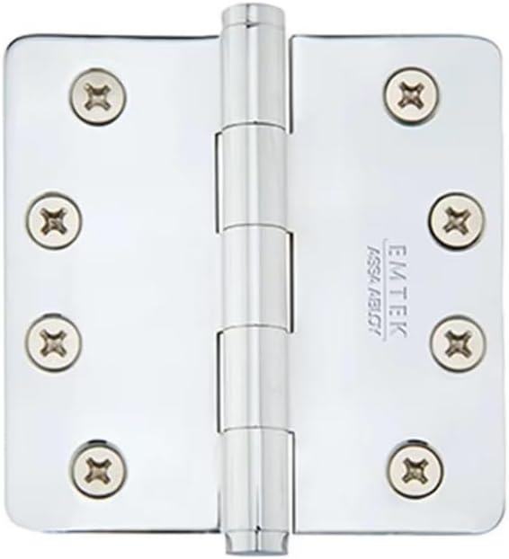Emtek 96133US 3-1/2" x 3-1/2" 5/8" Radius Corners Residential Plain Bearing Hinges (Pair), Solid Brass - French Antique (US7)