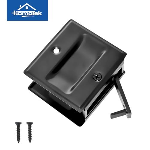 HOMOTEK Passage Sliding Door Pull Black Without Switch Plate- Replace Old Or Damaged Pocket Door Pull Quickly and Easily, 2-3/4”x2-1/2”, for 1-3/8” Thickness by HOMOTEK - Image 3