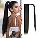 Mulaibdin Ponytail Extension Schwarz, Haarverlängerungen Zopf Extension mit Klammer, Perrücke Frauen Lang 60cm, Pferdeschwanz Haarteil Glatt, Braids Extensions, Haarteil Zopf mit Kordelzug