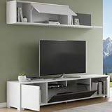 Dmora Parete Attrezzata Gruf 41x200x180h cm Bianco Lucido 6 Ripiani Modulabile, Apertura Battente e a Ribalta