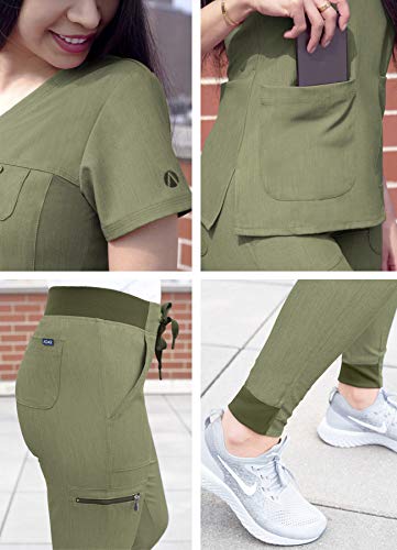 Adar Pro – Conjunto de uniforme de treino feminino com decote em V e calça de jogging para ioga, Hea