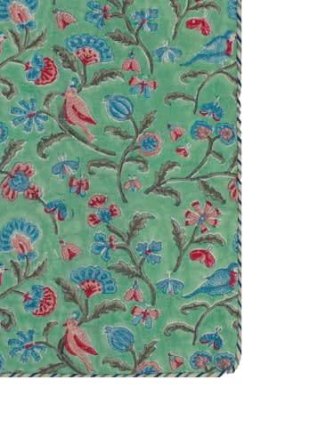 Image of Pakshi Hand Block Printed Cushion Cover Set | Cushions Cover for Home & Office | 100% Cotton Fabric | Size - 16 x 16 Inches | Pack of 2 Cushion Covers | Color - White