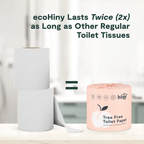 Image of ecoHiny Premium Bamboo Toilet Paper 6 Mega Rolls 3ply 350 Sheets PFAS Free