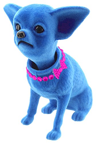 Preisvergleich Produktbild Melancholita Wackelhund Wackelkopf Chihuahua ideal für das Auto (Blau)