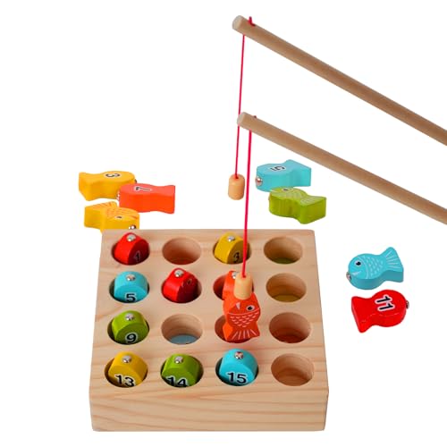 SILAIDESI Dementia Therapy Wooden Magnetic Fishing Game for Seniors - Alzheimer's Cognitive Activities & Memory Recall Tools, Fine Motor Skill Training for Elderly Patients