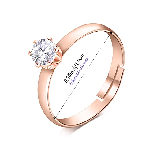 Junkin 48 Pcs Fake Diamond Rings Engagement Rings for Women Bridal Wedding Table Decorations Adjustable for Bridal Shower Favors Wedding Party Supply(Rose Gold)2
