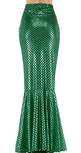 Liaobooyin Adult Mermaid Costume Women Maxi Skirt Role Play Halloween Party Dress Green M #TOP5