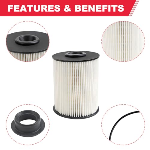 Fitede 5.9 Cummins Fuel Filter (2Pcs) Fits for 2000-2009 Dodge Ram 2500 3500 5.9L Cummins Turbo Diesel Replaces# 68001914AA, 68001914AB, 5015581AA, 5015581AB, 33585XE