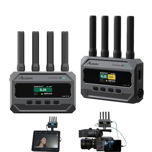 ACCSOON CineView SE 4K Wireless Video Transmission System 2.4+5Ghz Dual Channel Wireless HDMI&SDI Transmitter and Receiver 4K30 ≤0.05 Latency 1300ft/400m Range 1 Wired + 4 Wireless Connections