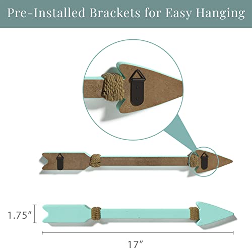 Barnyard Designs Wooden Arrow Wall Decor Sign - Set Of 3 Decorative Colored Arrows - Cute Nursery Home Decor 17” X 1.75” #TOP5