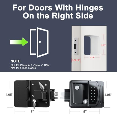 Image of RV Door Lock Replacement, All-Metal Smart Keyless Entry Camper Door Lock | All-Metal RV Door Lock with Keyless Entry, 4 Unlock Ways: Keypad, Bluetooth, Remote & Keys