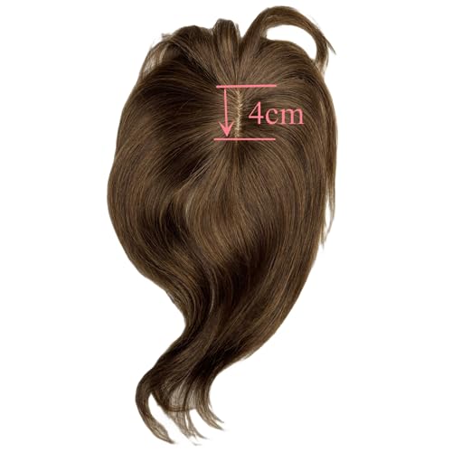 100% Human Hair Toppers Clip in Hairpieces with 3D Air Bangs Hair for Women Straight Hair Bangs Toupee Mid Part Wiglets for Mild Hair Loss (Brown) - Image 6