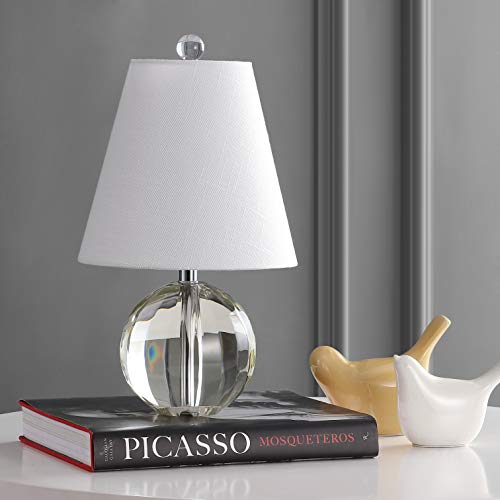JONATHAN Y 16" Clear Crystal Ball LED Table Lamp, White Modern Bedside Lamp, with White Linen Empire Shade, Glam Orb Glass Nightstand Lamp for Living Room, LED Bulb JYL2079A by JONATHAN Y - Image 6