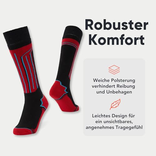 FM London Thermo-Skisocken für Männer und Frauen 4er-Pack - Ergonomische Passform für maximalen Komfort während der Aktivität, Mehrfarbig (Sortiert), 39-46 EU