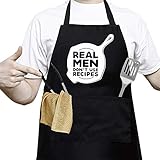 Men's Cooking Kitchen Aprons, Waterproof Bib Aprons with Adjustable Straps and 2 Pockets - BBQ Grill Apron Baking Apron for Husband, Birthday, Christmas, Thanksgiving Gifts for Dad, Boyfriend