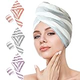 ✿Fácil de usar: la toalla para el cabello seco está diseñada con botones para envolver bien el cabello. El diseño de botones del turbante significa que tienes más tiempo para hacer lo que te gusta en lugar de pasar tiempo secando tu cabello.