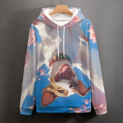 Sweat à capuche Chien Volant Fleur sweatshirt pullover mixte taille S - 5