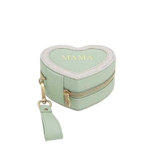 Stackers Green & Linen Sage 'Mama' Heart Travel Jewellery Box